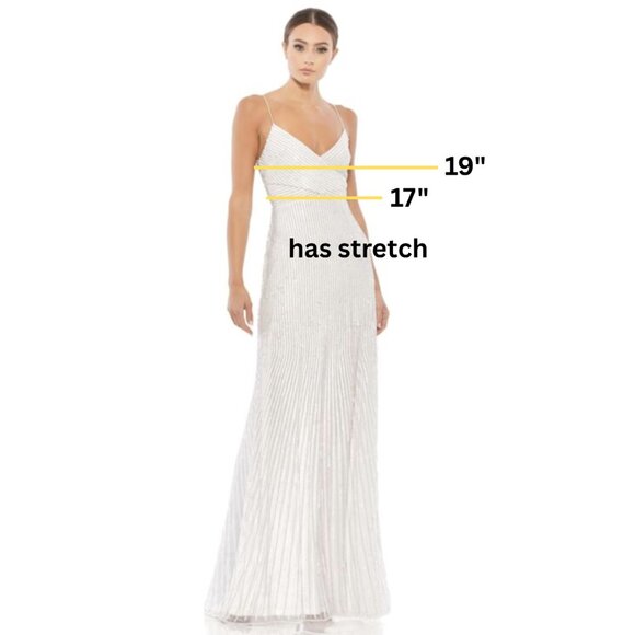 NWT $498 MAC DUGGAL SEQUIN SPAGHETTI STRAP DRESS WHITE SILVER 10817 PEARL 12 - Picture 4 of 8